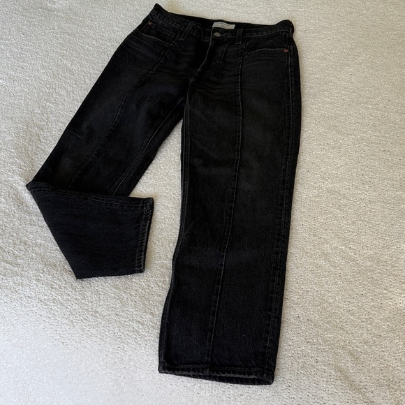 Levi's REVOLVE Altered Straight Leg Black Jeans Distressed Size 27 - Picture 9 of 14